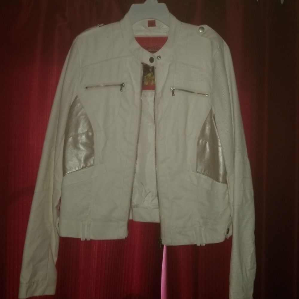 Collection white leather like jacket